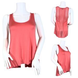 Tart Crochet Mesh Back Coral Tank Top SZ S $99